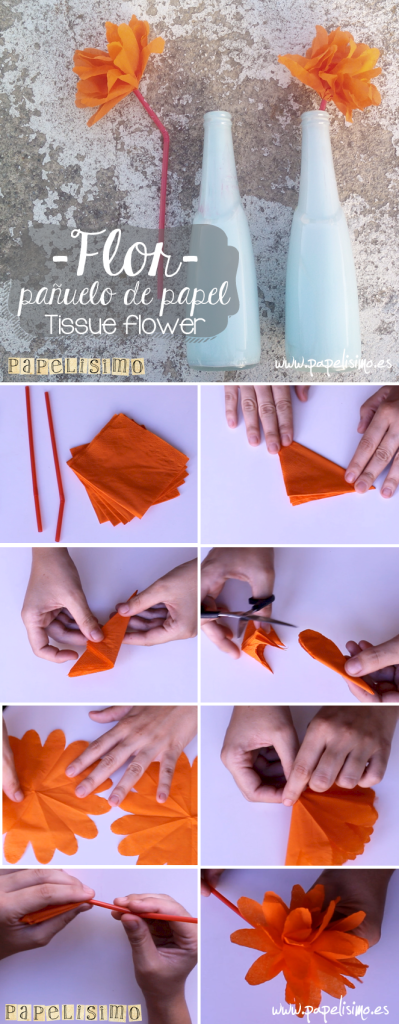 Pasos flores de papel pañuelo flower tissue
