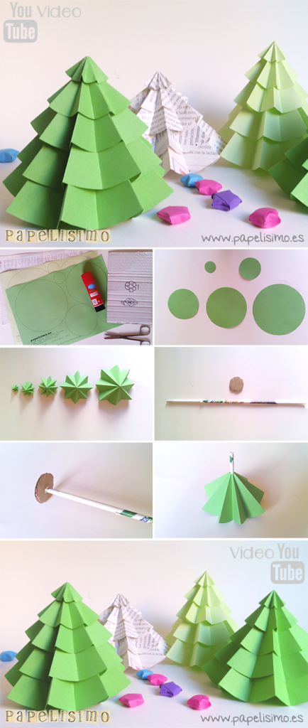 manualidades faciles como hacer arbol navidad papel diy paper christmas tree