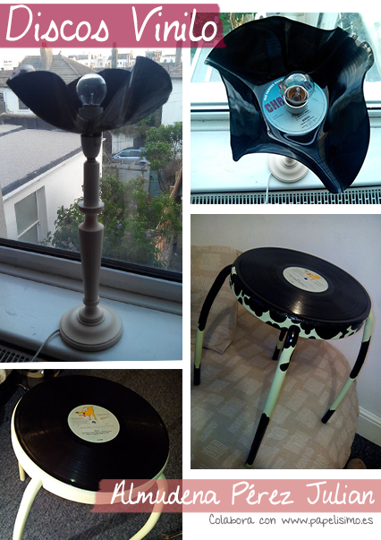 manualidades faciles decorar lampara silla con disco vinilo