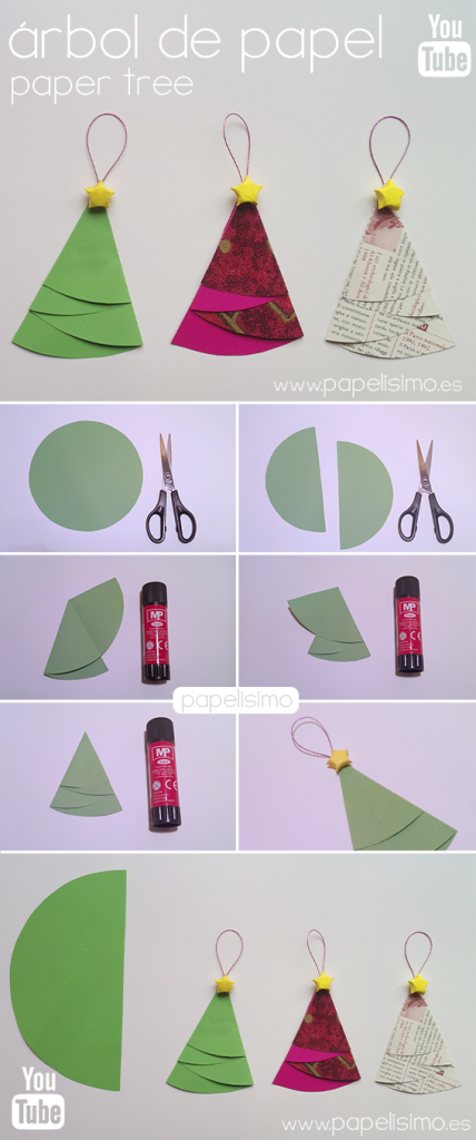 manualidades faciles niños como hacer adorno arbol de papel navidad