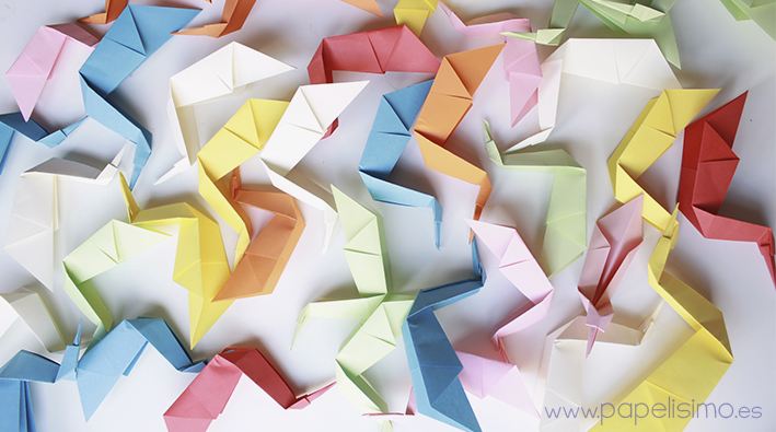 Pajaro de papel colores manualidades faciles niños Animales de Origami