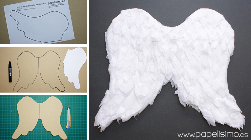 alas de angel de papel niño paper angel wings carton