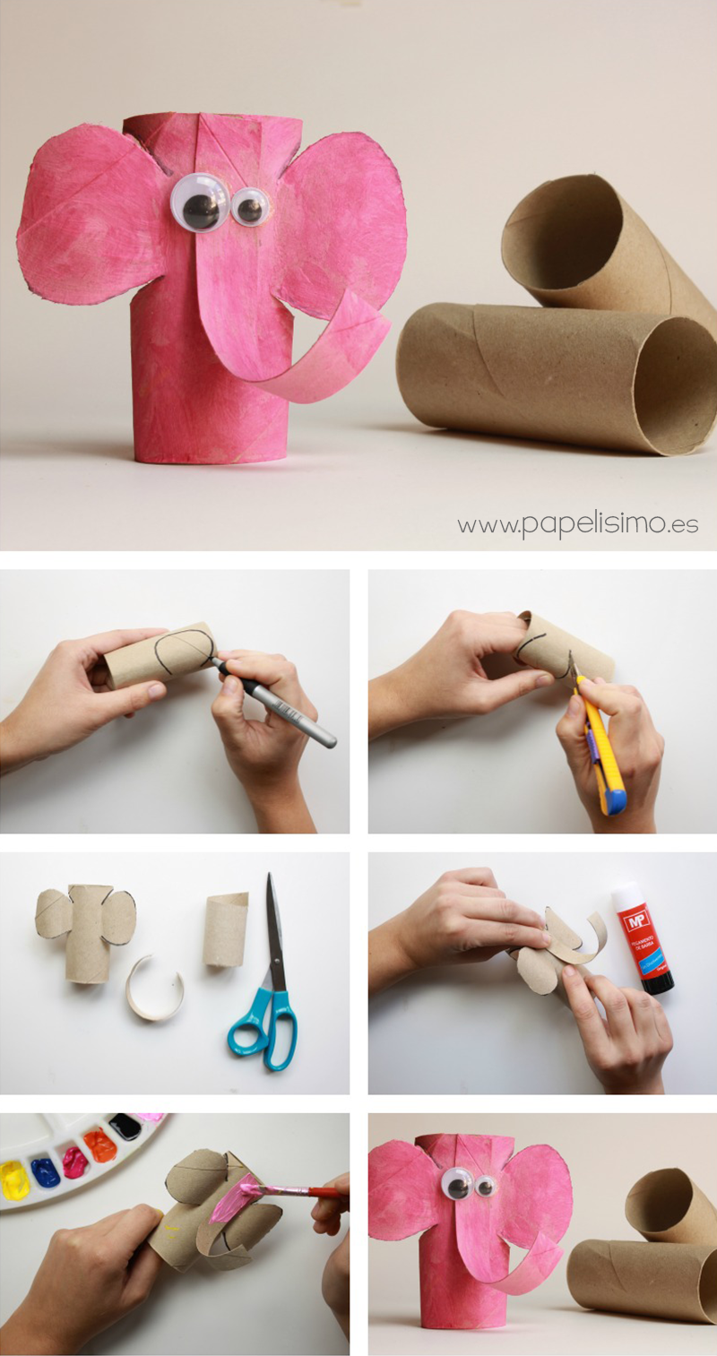 como hacer elefante rollo carton papel higienico paper tube elephant