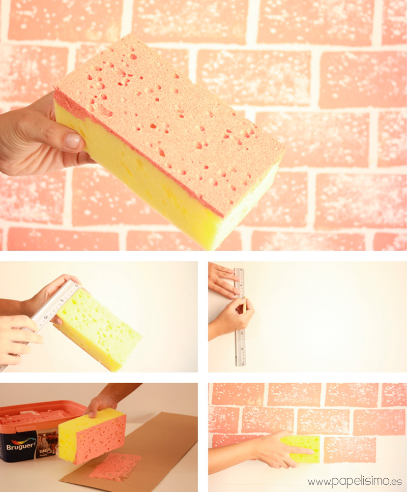 Como-pintar-pared-imitacion-ladrillos-con-esponja