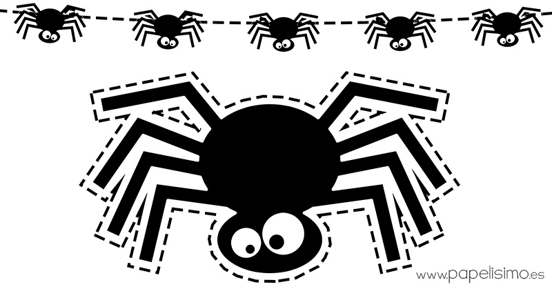 Plantilla-araña-Halloween-imprimir-y-recortar-guirnalda