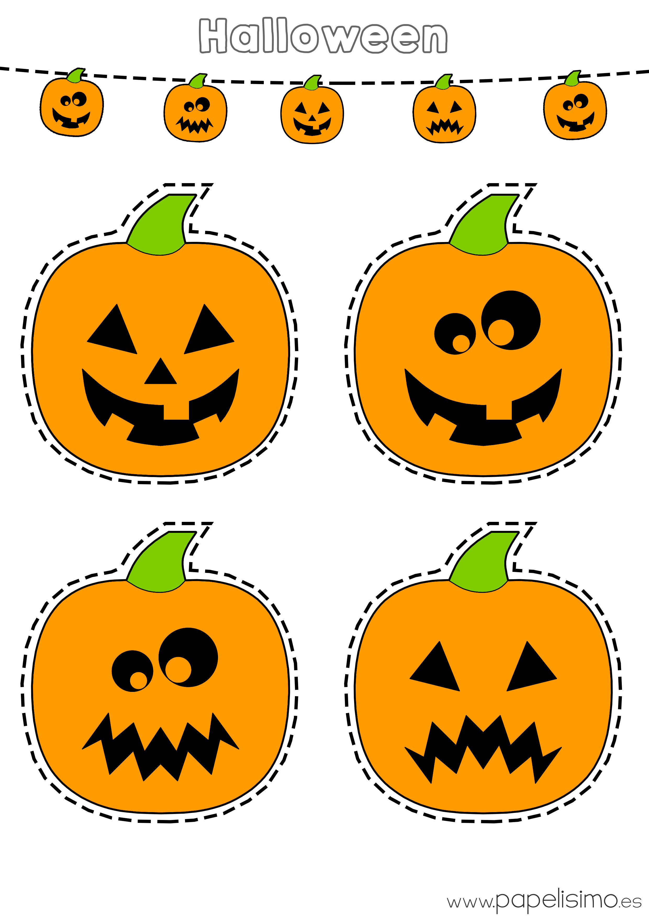 Dibujos de calabazas de Halloween para recortar | Papelisimo