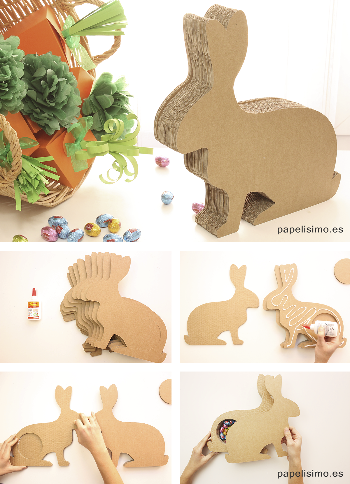 Conejo caja de carton Pascua DIY Easter cardboard rabbit