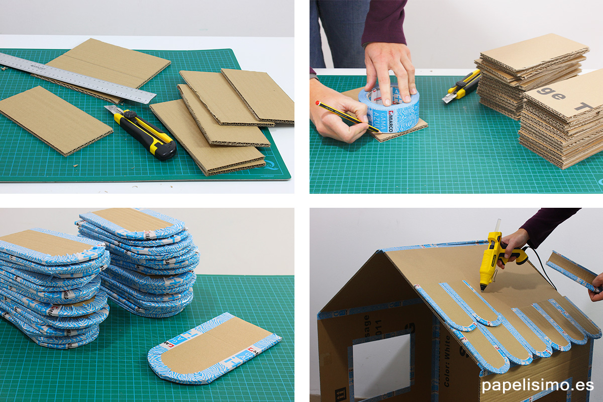 Tejas-casa-de-cartón-plegable-Folding-cardboard-house-DIY
