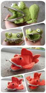 Monedero crochet rana