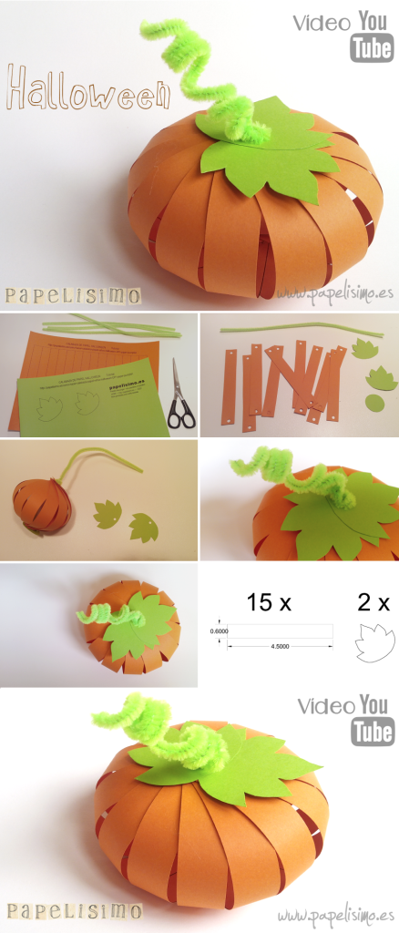 manualidades faciles niños como hacer calabaza de papel halloween DIY paper pumpkin pasos