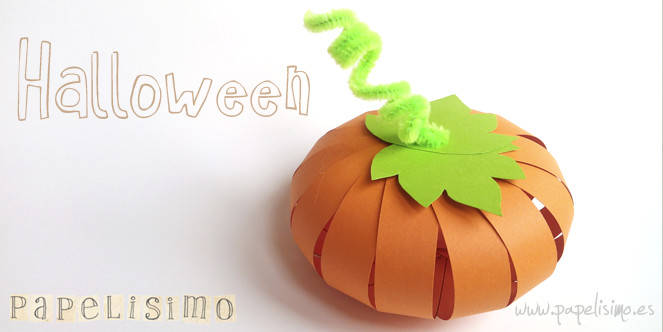manualidades faciles niños como hacer calabaza de papel halloween DIY paper pumpkin
