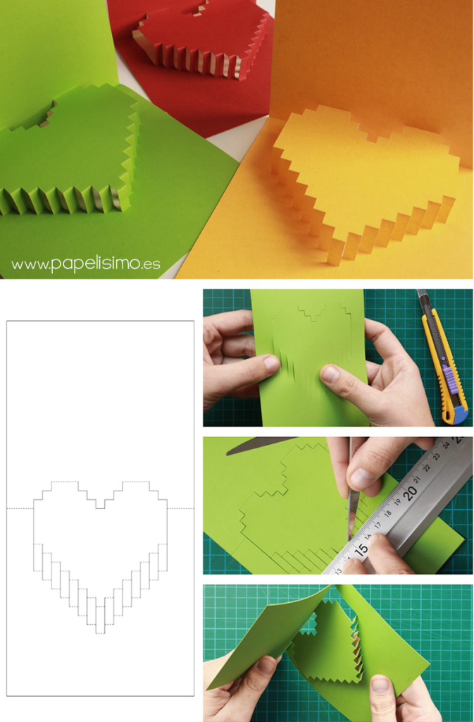 como hacer tarjeta corazón 3D pop up valentine paso a paso