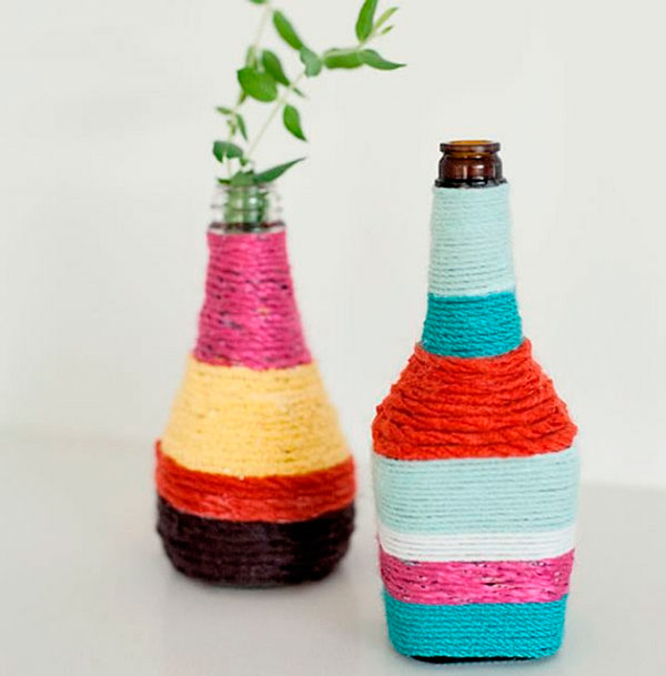 Botellas-decoradas-con-lana-DIY-wool-bottle