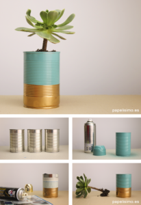 Macetas-con-latas-decoradas-recicladas-diy-can-pots