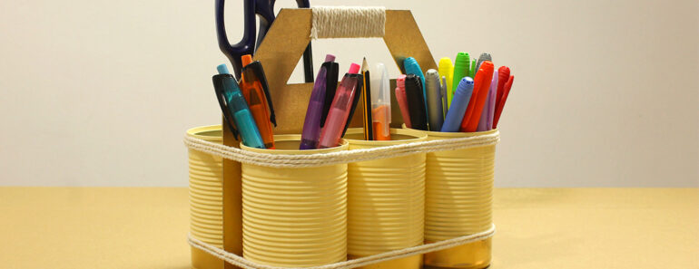 Organizador-reciclado-de-escritorio-con-latas-organizer-cans