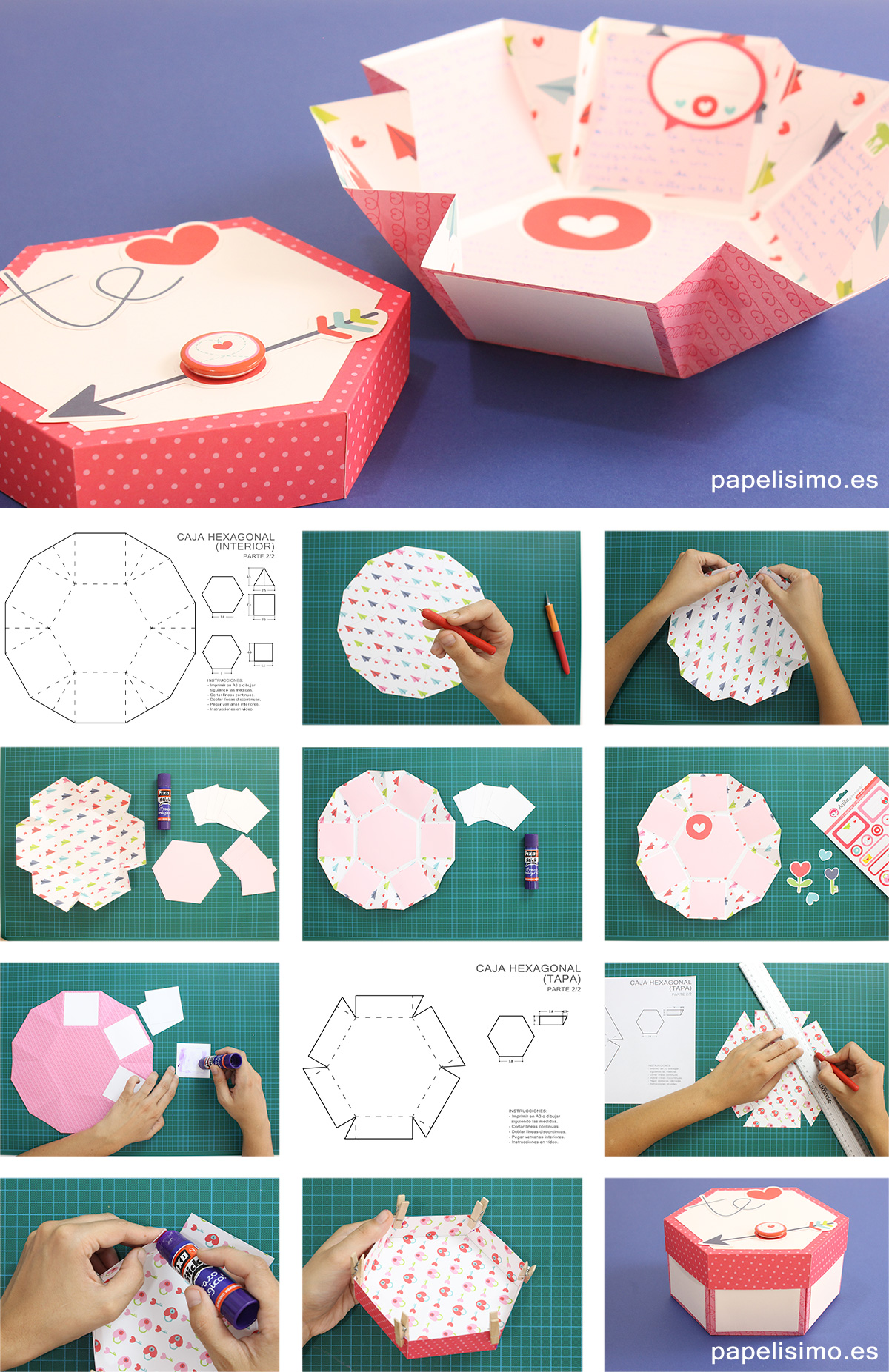 Caja-hexagonal-scrapbooking-Exploding-box-tutorial