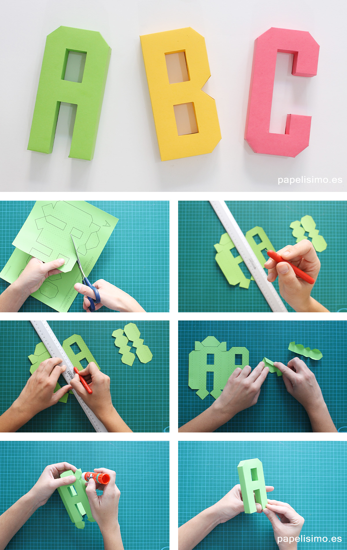 Abecedario Letras De Papel 3d Paper Alphabet Letters 58c 