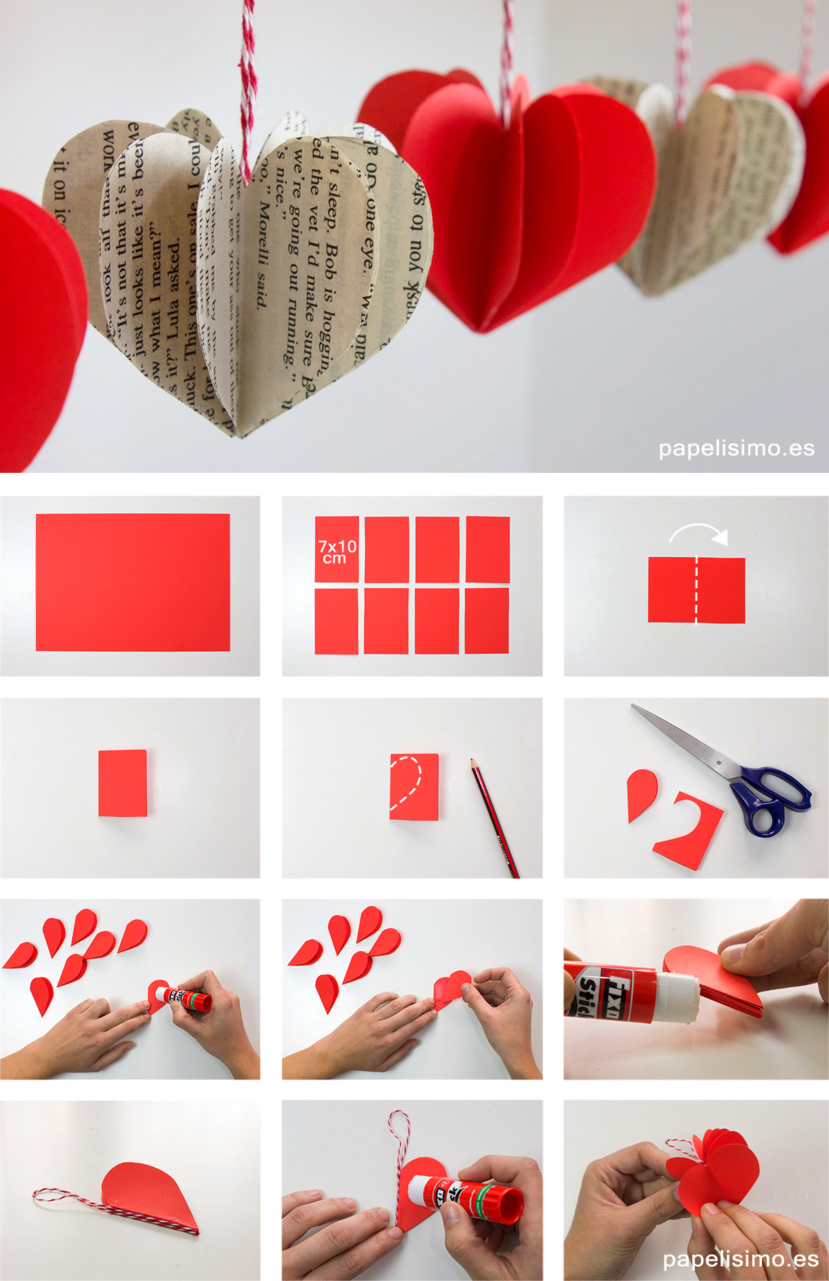 Corazones-3D-de-papel-how-to-make-paper-hearts