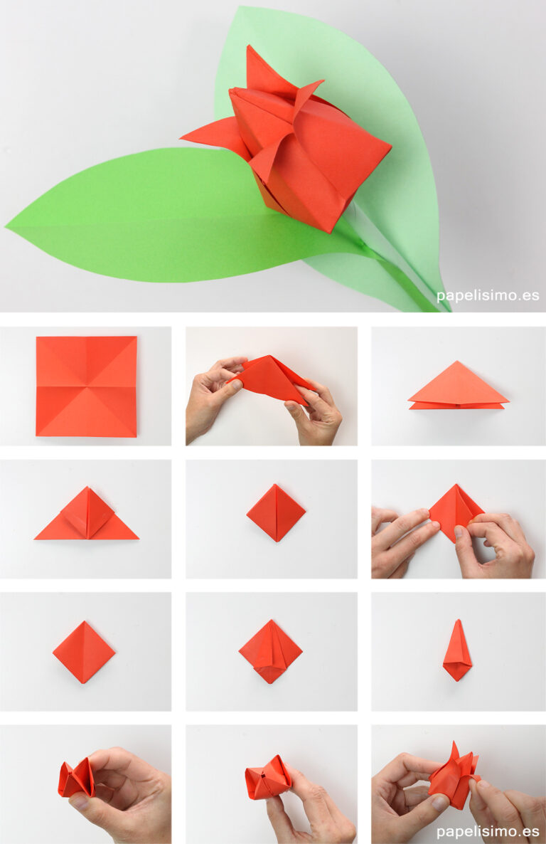 Cómo hacer tulipán de papel (origami) Papelisimo