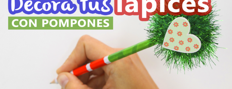 Como decorar lapices con pompones