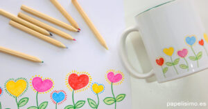 Taza-decorada-con-dibujo-hecho-a-mano-con-lápices