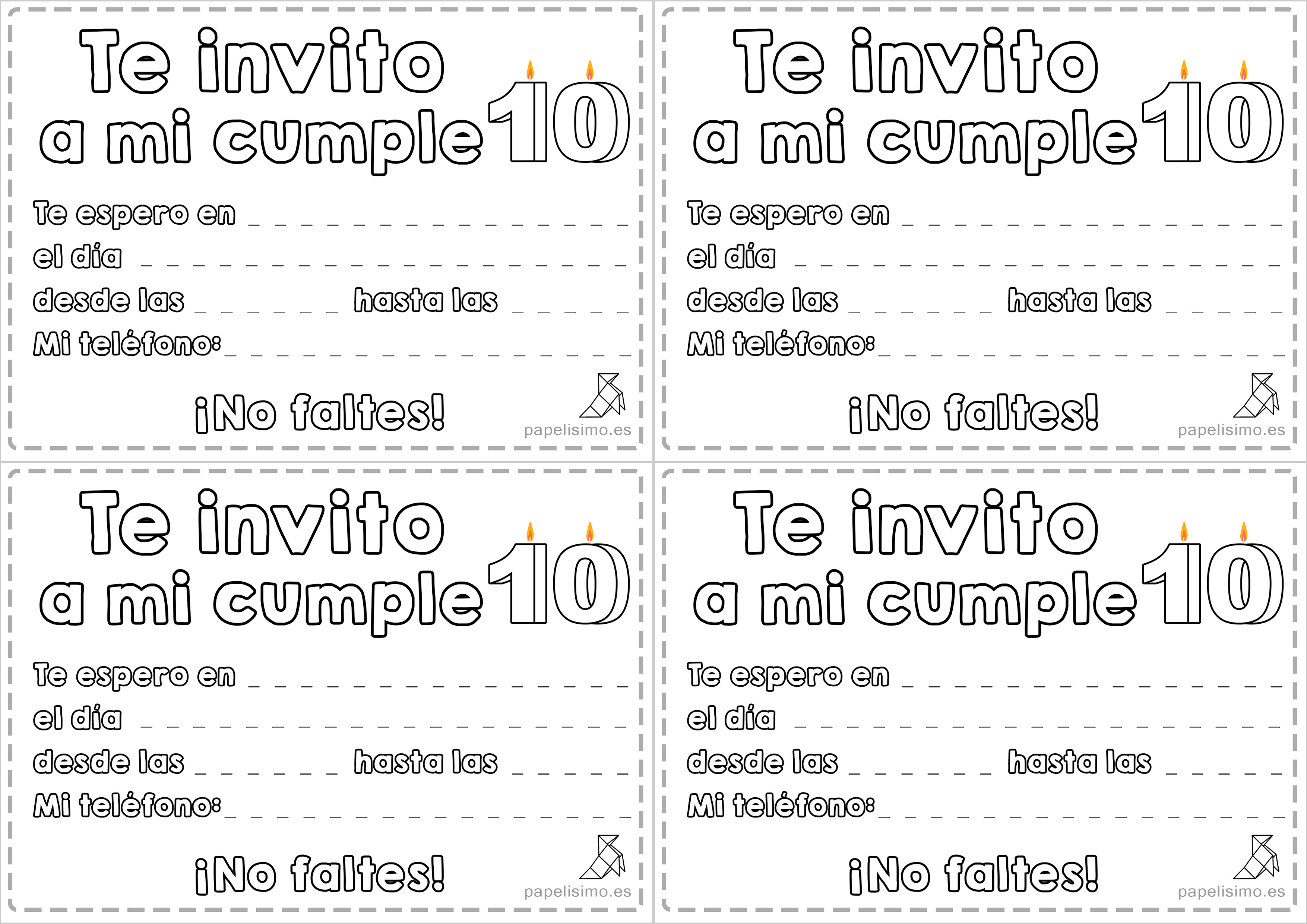10 Invitaciones de cumpleaños para imprimir, …