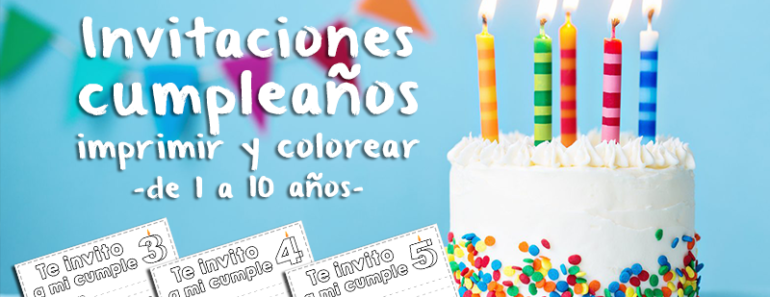 Invitaciones cumpleaños para niños imprimir y colorear