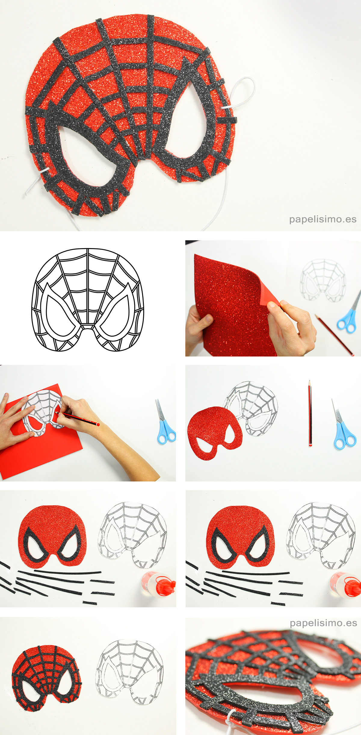 Máscara de Spider-Man con plantillas para imprimir | Papelisimo