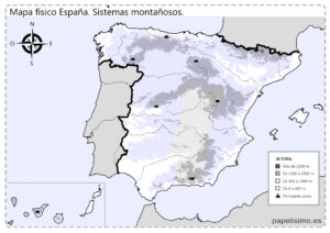 Mapa-de-Espana-fisico-mudo-sistemas-montanosos-relieve
