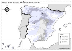 Mapa-de-Espana-fisico-mudo-sistemas-montanosos-relieve-blanco-y-negro