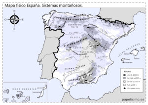 Mapa-de-Espana-fisico-sistemas-montanosos-relieve