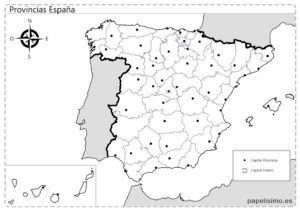 Mapa-de-Espana-provincias-mudo-con-capitales-blanco-y-negro