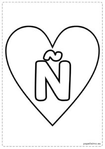 Ñ-Abecedario-letras-imprimir-colorear-corazon