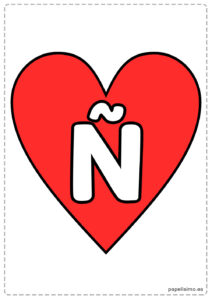 Ñ-Abecedario-letras-imprimir-corazon-rojo