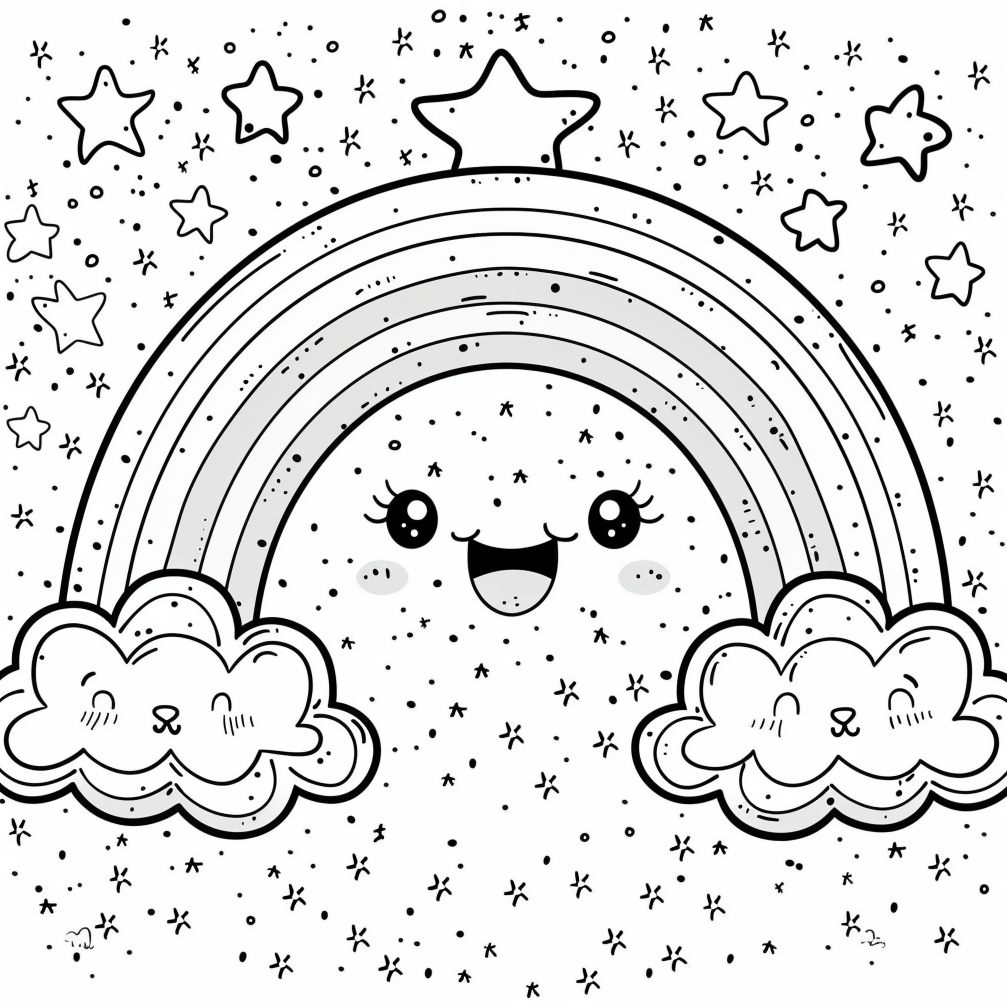Dibujo-arco-iris-kawaii-para-imprimir-colorear - Papelisimo