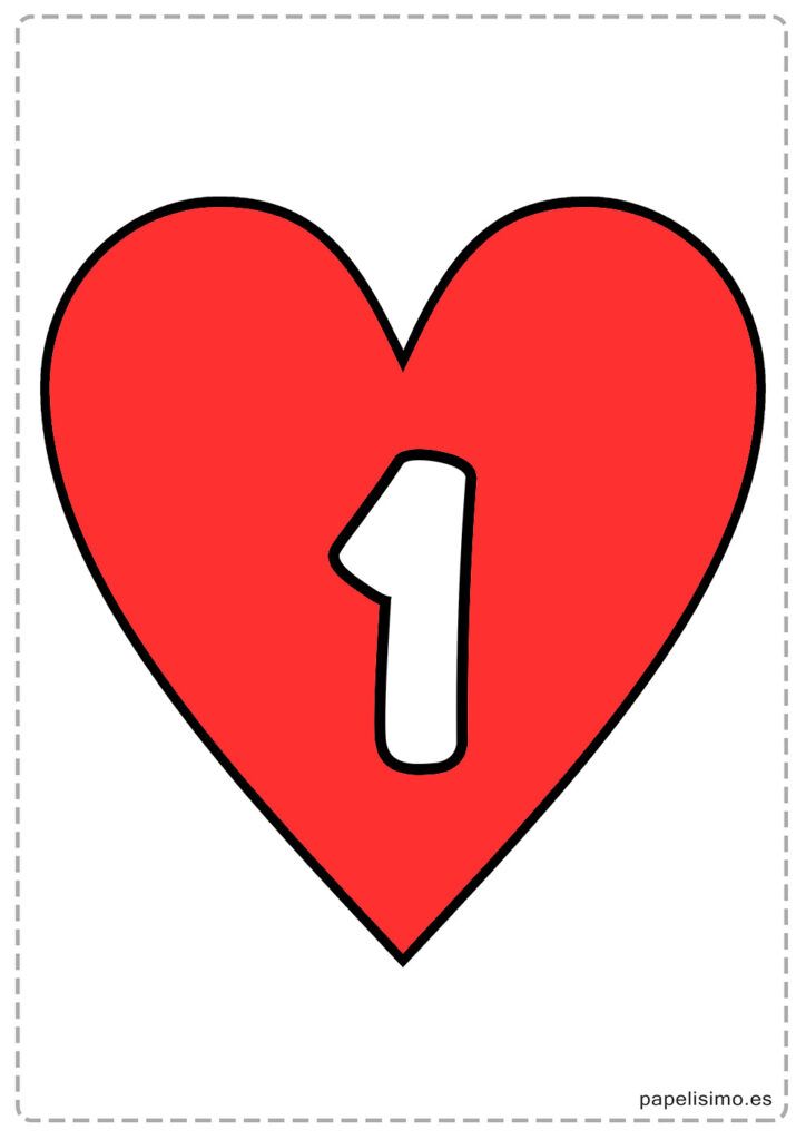 1-numero-uno-imprimir-corazon-rojo - Papelisimo