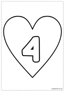 4-numero-cuatro-imprimir-corazon