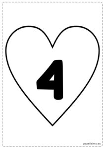 4-numero-cuatro-imprimir-corazon-negro